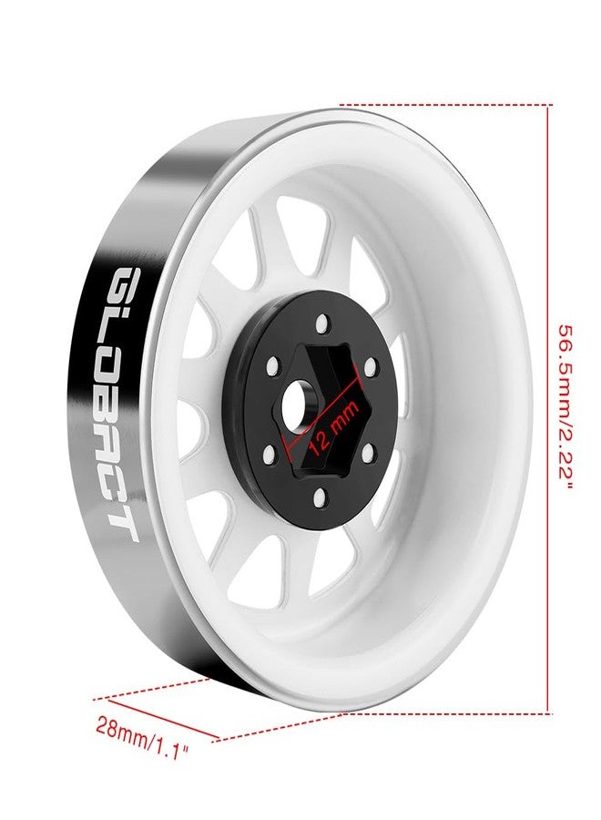 GLOBACT 1.9 Beadlock Wheels Rims RC Wheel Hub for TRX4 TRX6 Axial SCX10 I II III Pro Redcat 1/10 RC Crawler Upgrade Accessories (4Pcs White) - Image 2